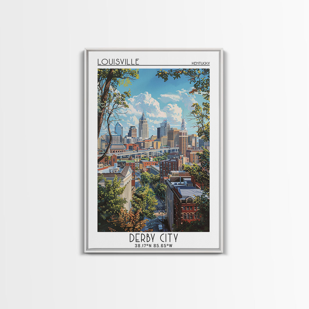 Louisville Travel Poster, Framed Canvas Print, Travel Wall Art, City Wall Art, City Travel Poster, Vintage Travel Art, Travel Prints