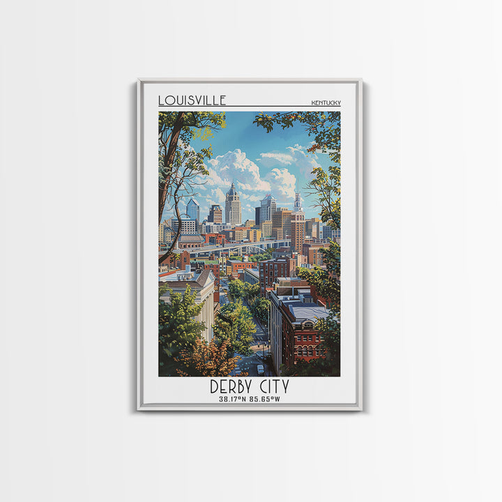 Louisville Travel Poster, Framed Canvas Print, Travel Wall Art, City Wall Art, City Travel Poster, Vintage Travel Art, Travel Prints