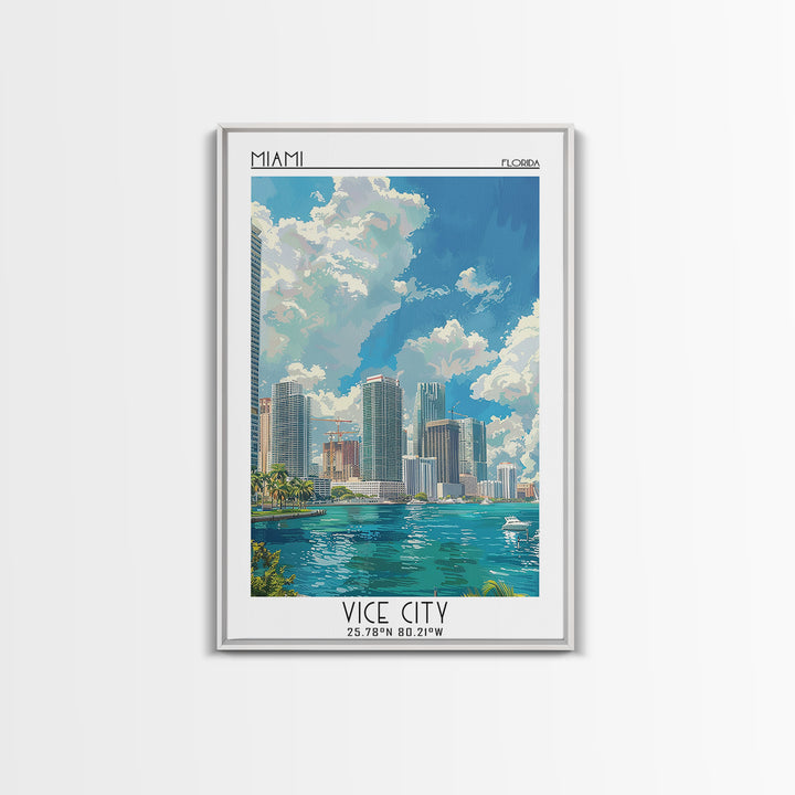 Miami Travel Poster, Canvas Print, City Travel Poster, Travel Wall Decor, Wall Art, Poster Print, Modern Wall Decor, Travel Wall Art