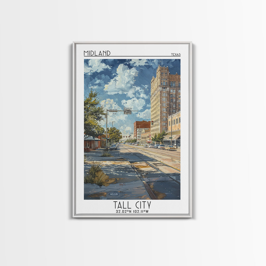 Midland Travel Poster, Framed Canvas Print, City Travel Poster, Travel Wall Decor, City Art Print, Travel Wall Art, Travel Art Print