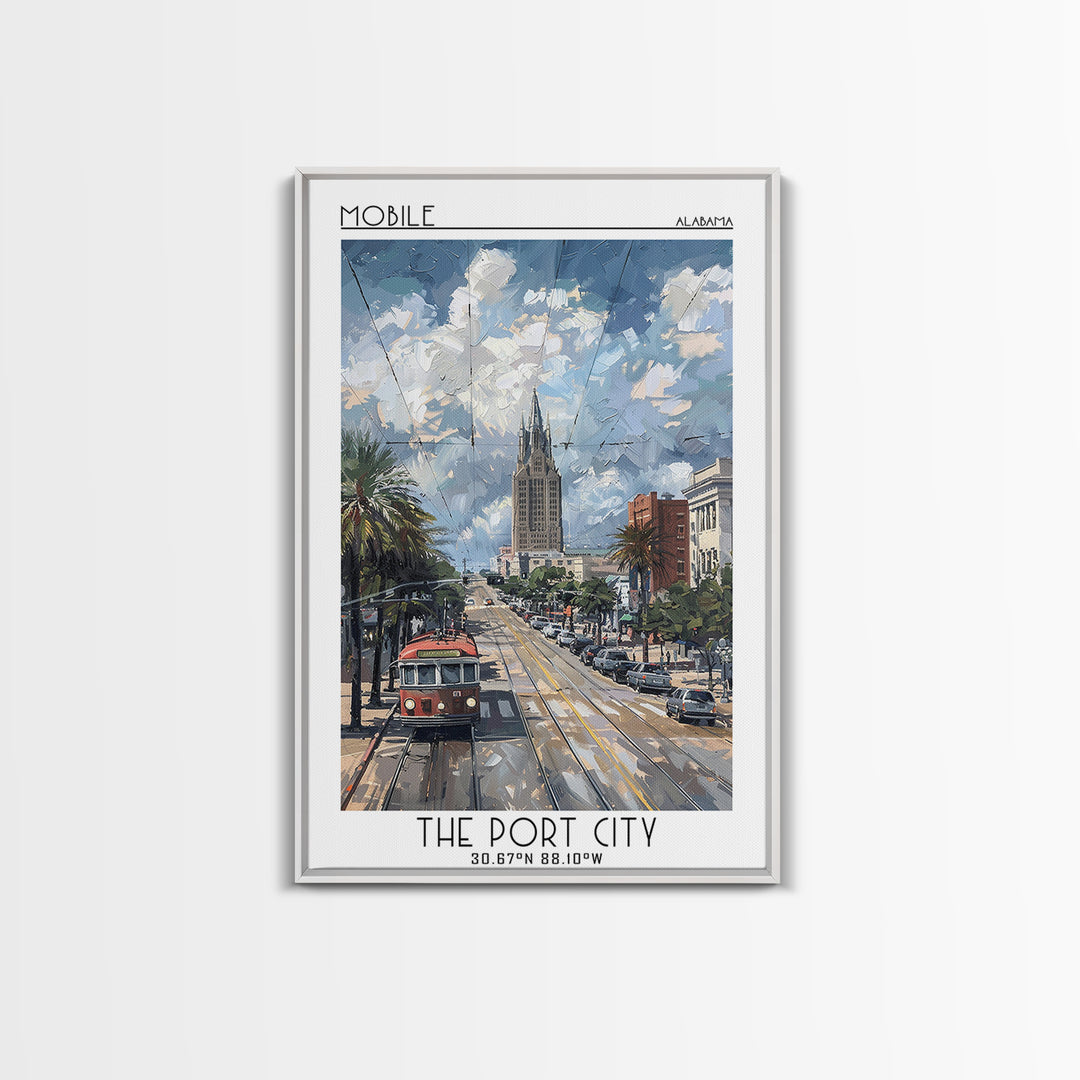 Mobile Travel Poster, Framed Canvas Print, Poster Print, Travel Wall Art, Colorful Wall Art, Home Office Decor, Mid Century Wall Art