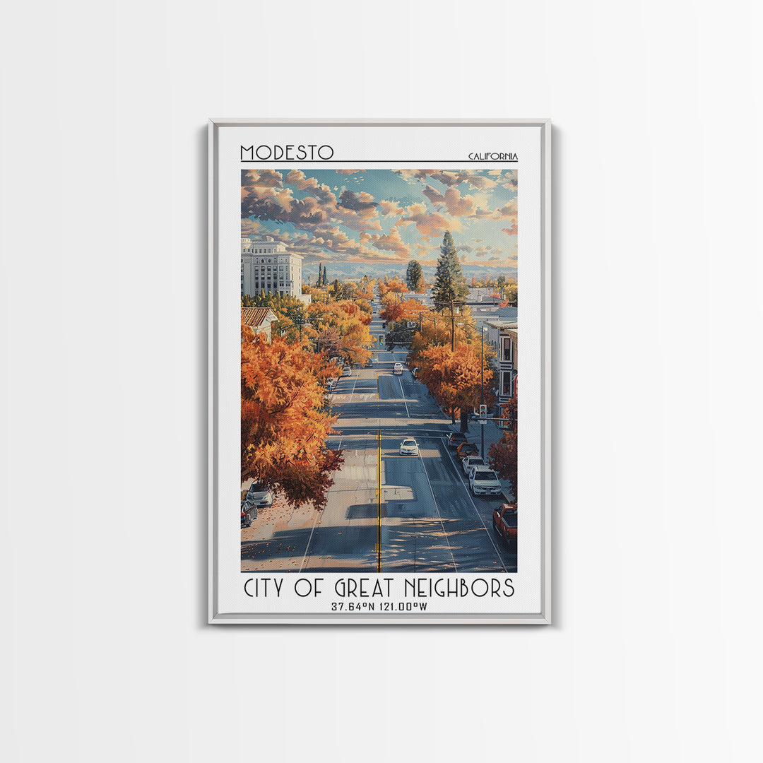 Modesto Travel Poster, Canvas Print, City Art Print, Travel Wall Art, Poster Art, Watercolor Cityscape, City Travel Poster, Wall Art