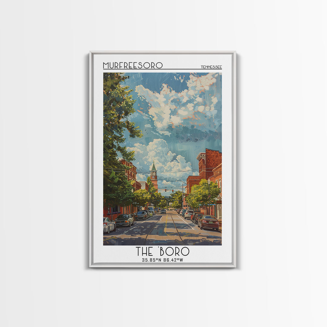Murfreesboro Travel Poster, Framed Canvas Print, Vintage Travel Print, City Wall Art, Travel Posters, Vintage Poster, Vintage Travel