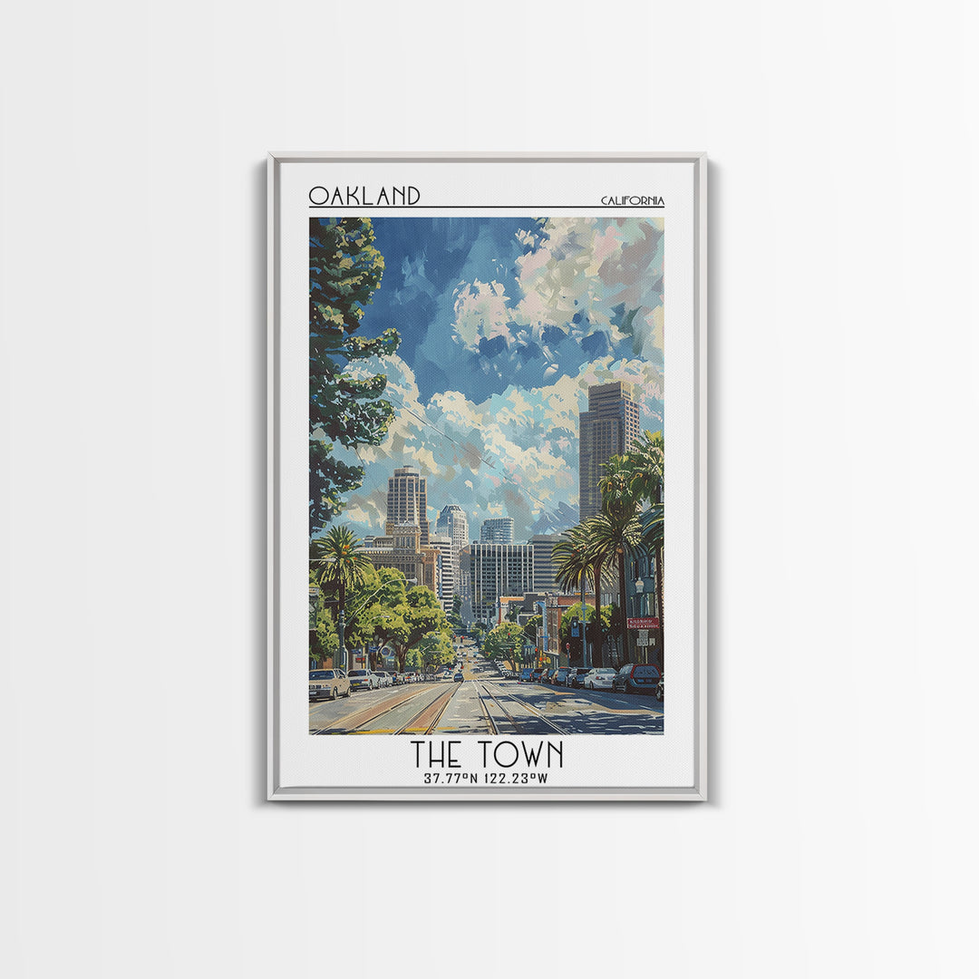 Oakland Travel Poster, Framed Canvas Print, City Travel Poster, Travel Wall Art, Living Room Wall Art, Home Decor, Colorful Wall Art