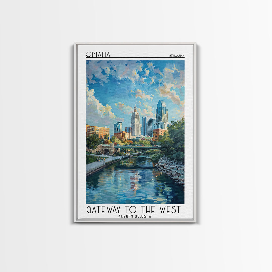 Omaha Travel Poster, Canvas Print, Travel Prints, Landscape Art, City Art Print, Living Room Wall Art, Home Decor, City Illustration