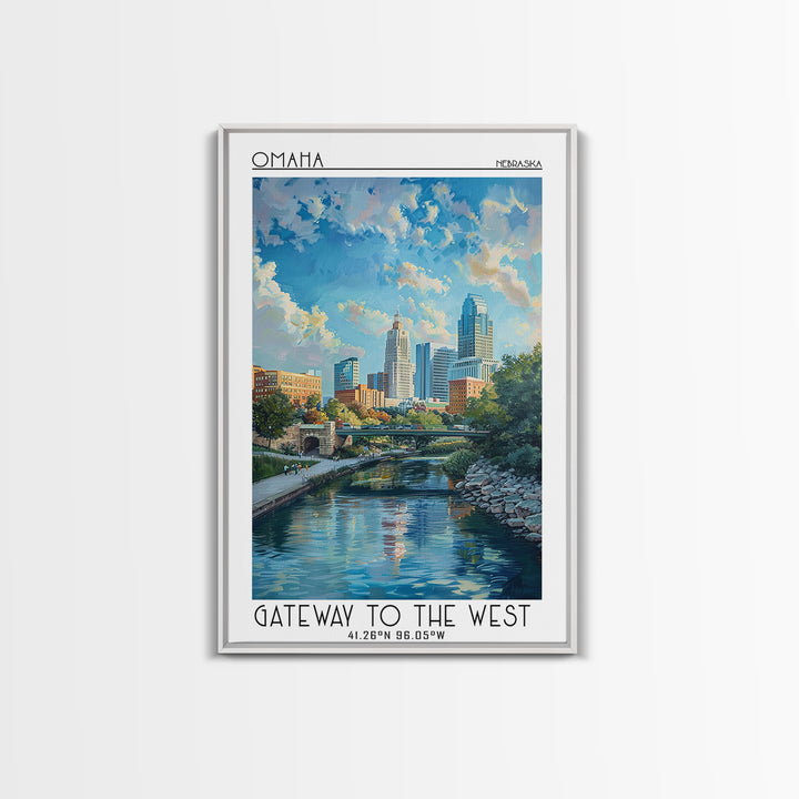 Omaha Travel Poster, Canvas Print, Travel Prints, Landscape Art, City Art Print, Living Room Wall Art, Home Decor, City Illustration