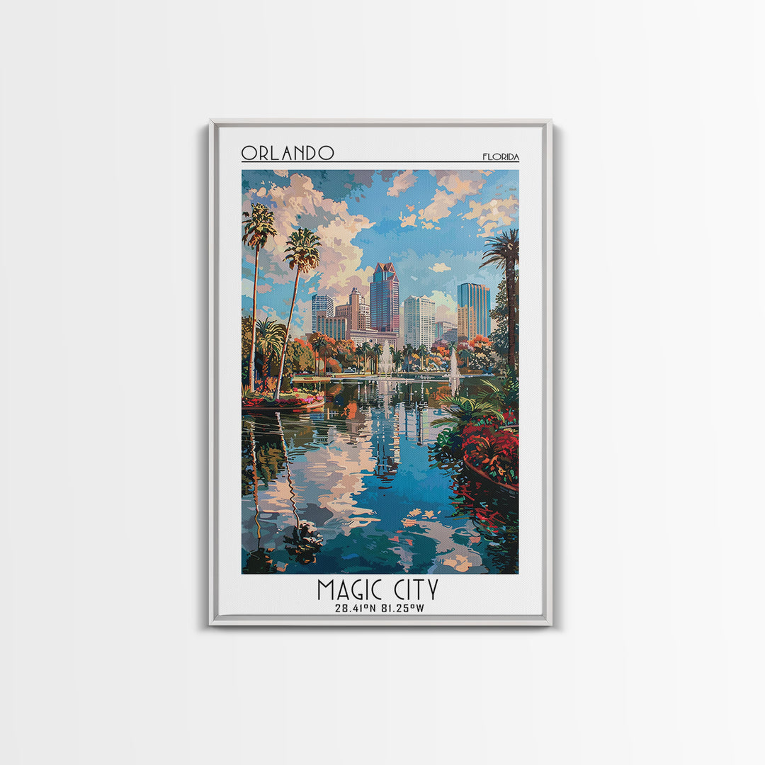 Orlando Travel Poster, Canvas Print, Travel Wall Art, City Wall Art, Modern Wall Decor, Art Print, City Travel Poster, Landscape Art