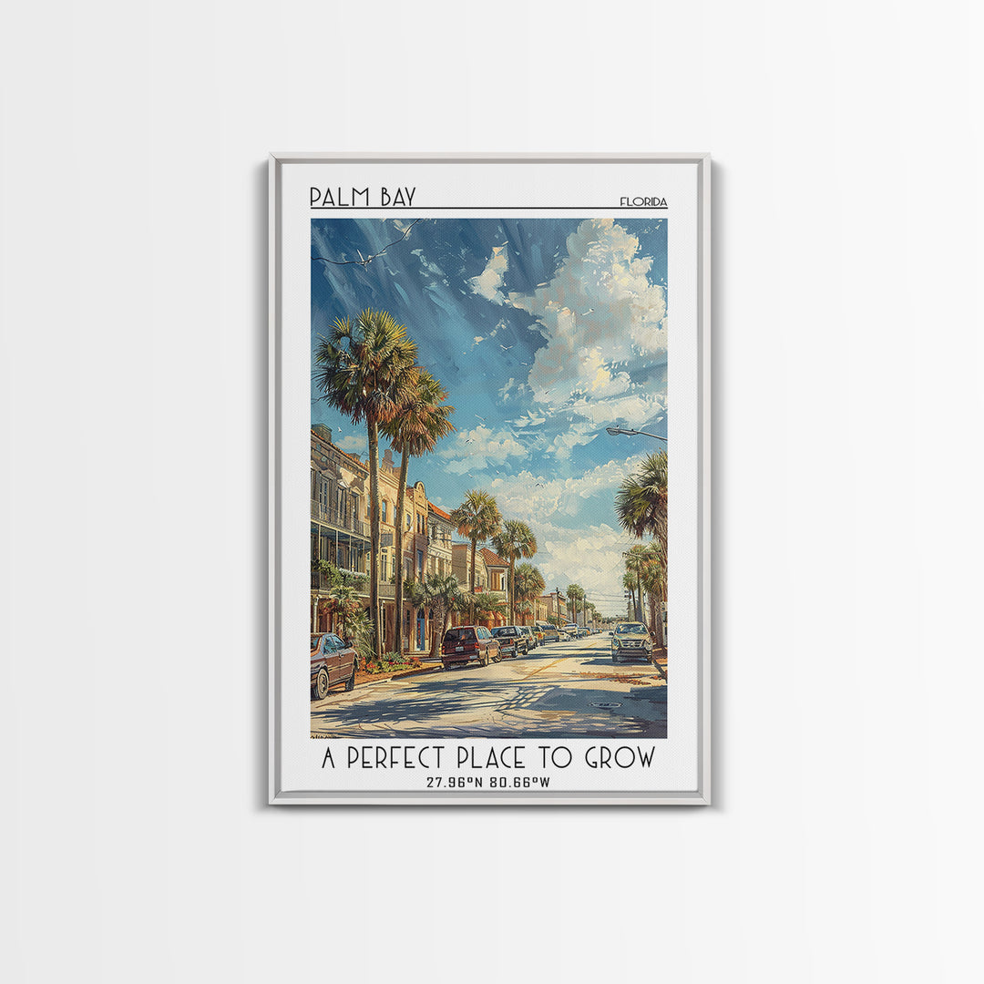 Palm Bay Travel Poster, Canvas Print, City Travel Poster, Travel Wall Decor, Retro Wall Art, Retro Travel Poster, Retro Travel Print