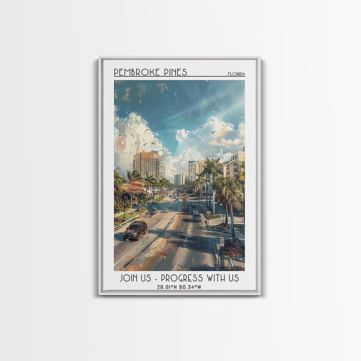 Pembroke Pines Travel Poster, Canvas Print, City Travel Poster, Travel Wall Art, Travel Print, Living Room Wall Art, Vintage Posters