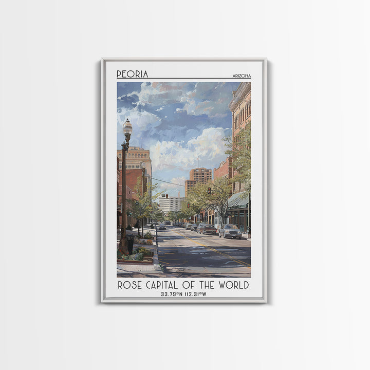 Peoria Travel Poster, Framed Canvas Print, Travel Wall Decor, Minimalist Poster, Modern Wall Decor, Travel Posters, Travel Art Print