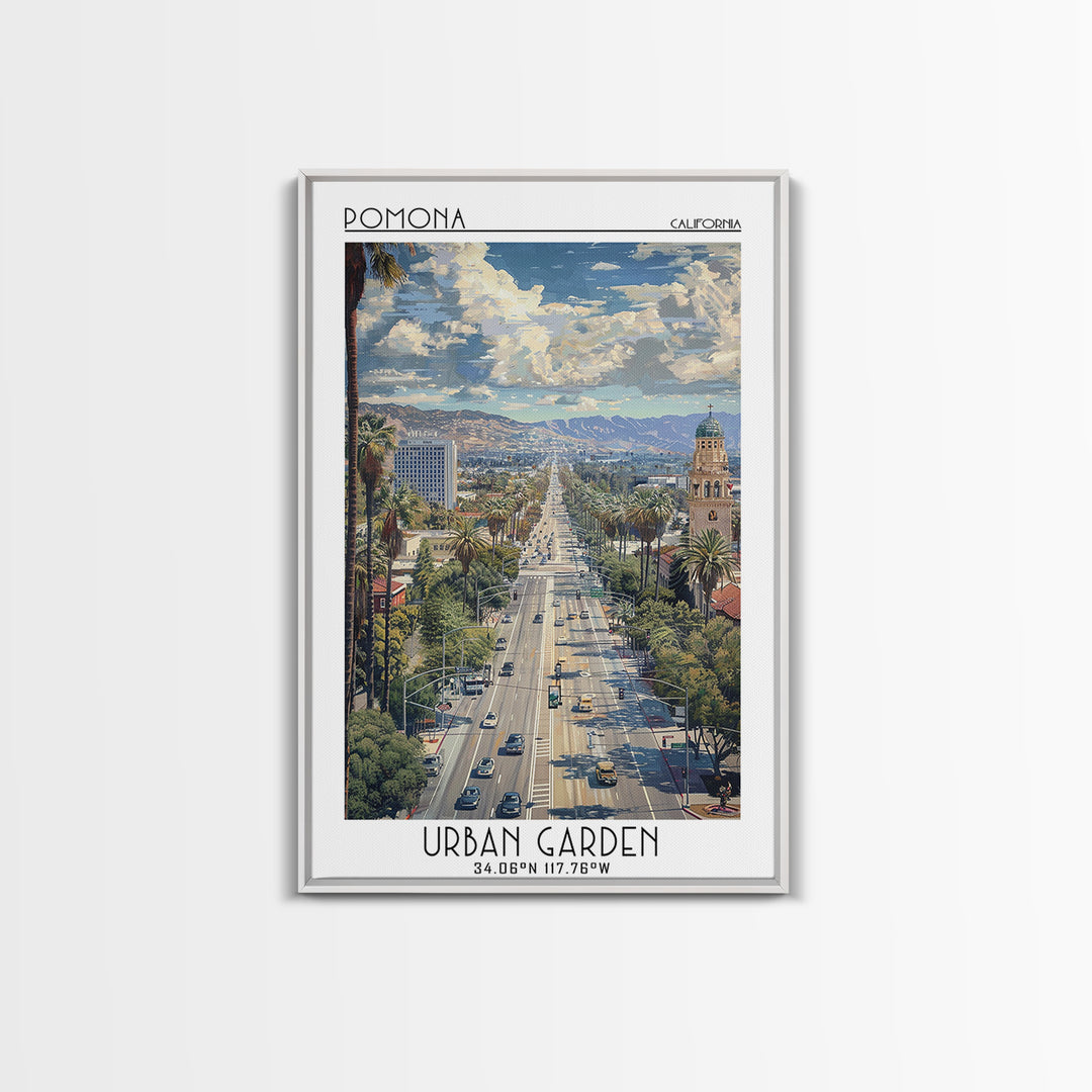 Pomona Travel Poster, Framed Canvas Print, City Art Print, Travel Wall Art, Retro Travel Print, Vintage Travel Print, Travel Posters