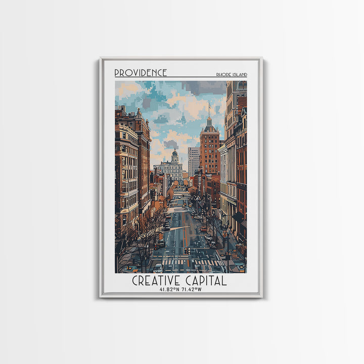 Providence Travel Poster, Canvas Print, Travel Prints, Landscape Art, Fine Art Print, Wall Art, City Illustration, Colorful Wall Art