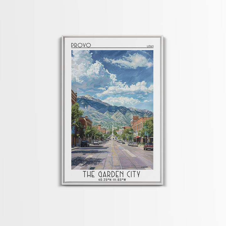 Provo Travel Poster, Framed Canvas Print, City Travel Poster, Travel Wall Decor, Retro Travel Poster, City Art Print, Retro Wall Art