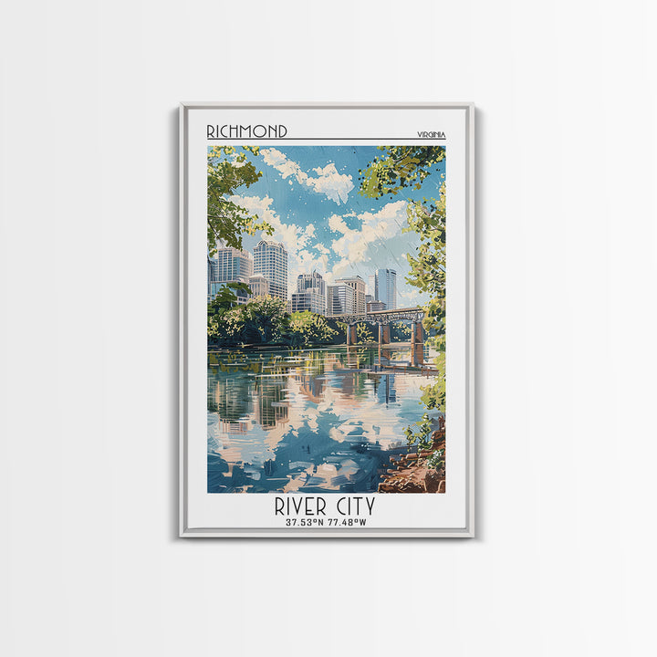 Richmond Virginia Travel Poster, Framed Canvas Print, Travel Prints, Landscape Art, Home Decor, Gallery Wall Set, City Travel Poster