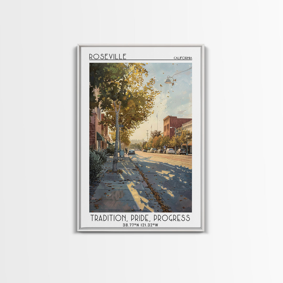 Roseville Travel Poster, Canvas Print, Travel Wall Decor, Minimalist Poster, Fine Art Print, Retro Travel Poster, City Travel Poster