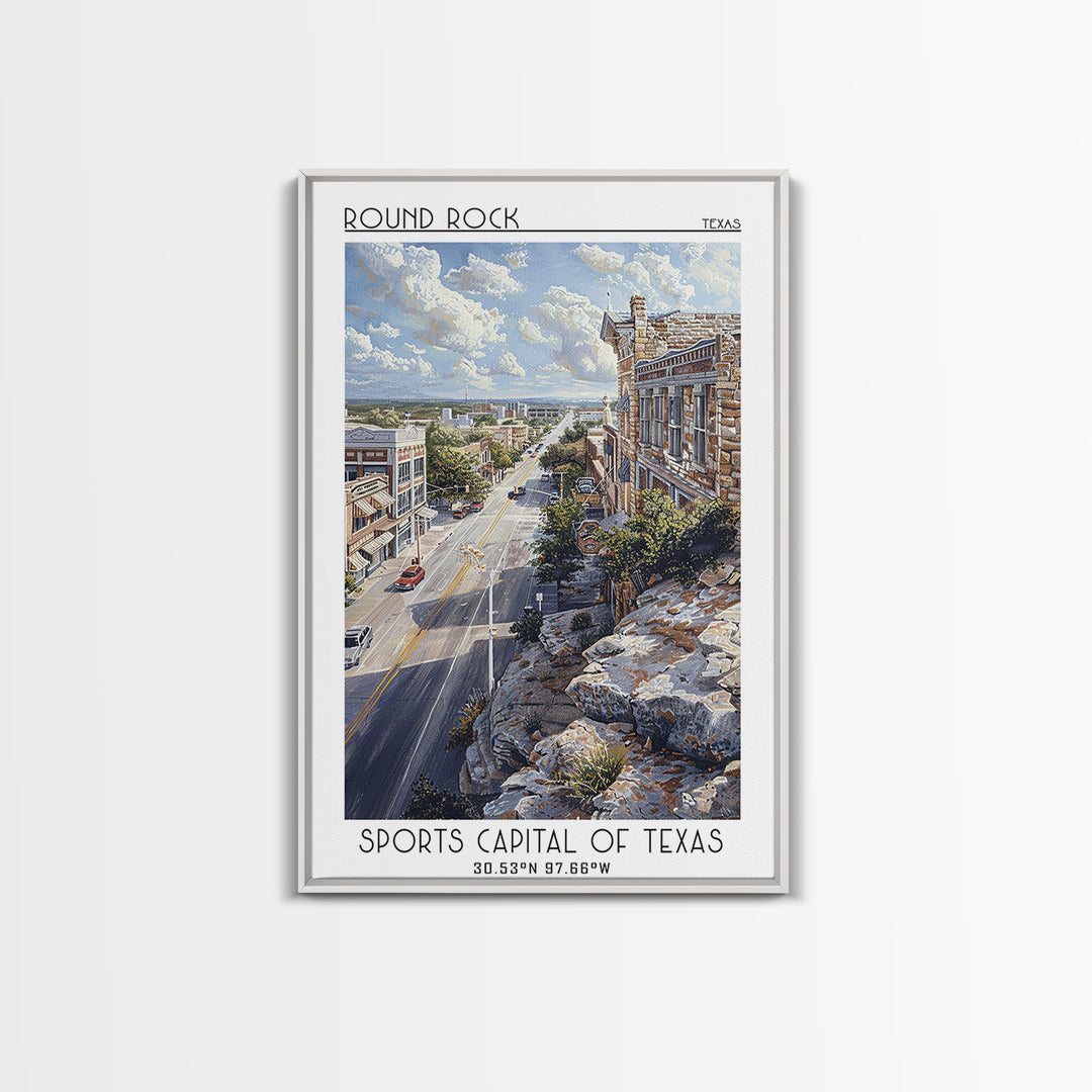 Round Rock Travel Poster, Framed Canvas Print, Travel Wall Decor, Minimalist Poster, Home Decor, Travel Wall Art, City Travel Poster