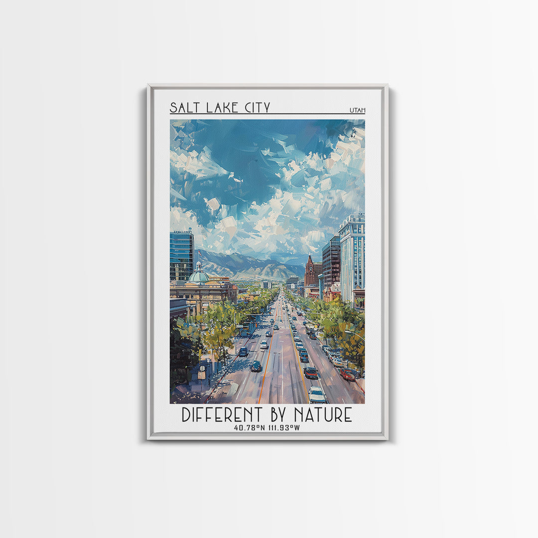 Salt Lake City Travel Poster, Framed Canvas Print, Retro Wall Art, Travel Print, Vintage Posters, City Art Print, Retro Travel Print