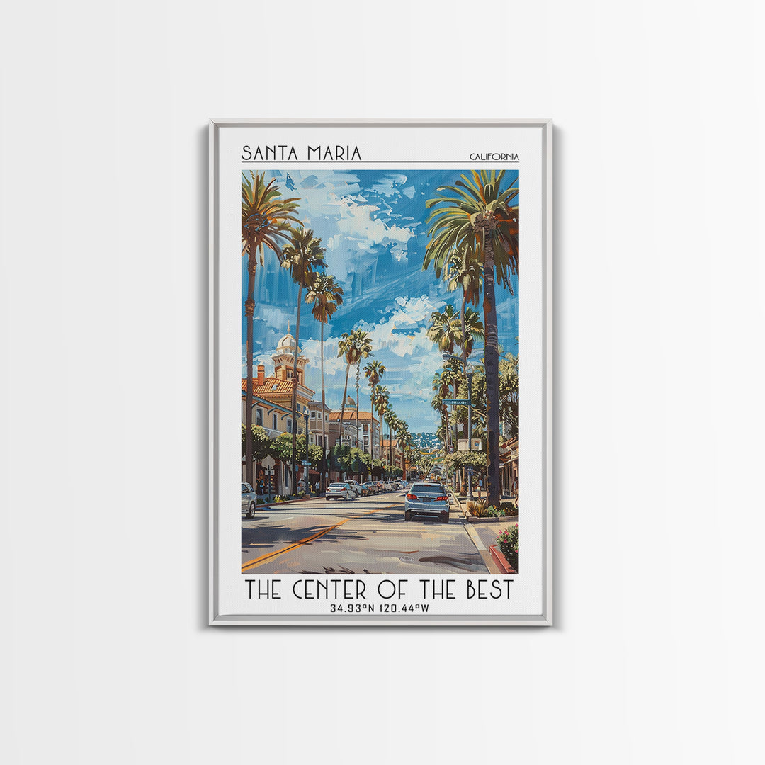 Santa Maria Travel Poster, Framed Canvas Print, City Travel Poster, Travel Wall Decor, Minimalist Poster, Poster Print, Travel Print