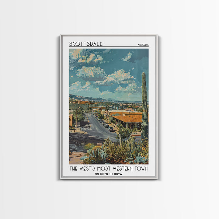 Scottsdale Travel Poster, Framed Canvas Print, City Art Print, Travel Wall Art, Vintage Poster, Gallery Wall Set, Vintage Travel Art
