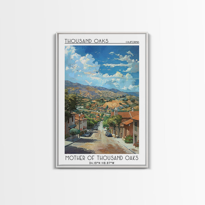 Thousand Oaks Travel Poster, Framed Canvas Print, Retro Travel Poster, City Wall Art, Retro Travel Print, Poster Print, Travel Print