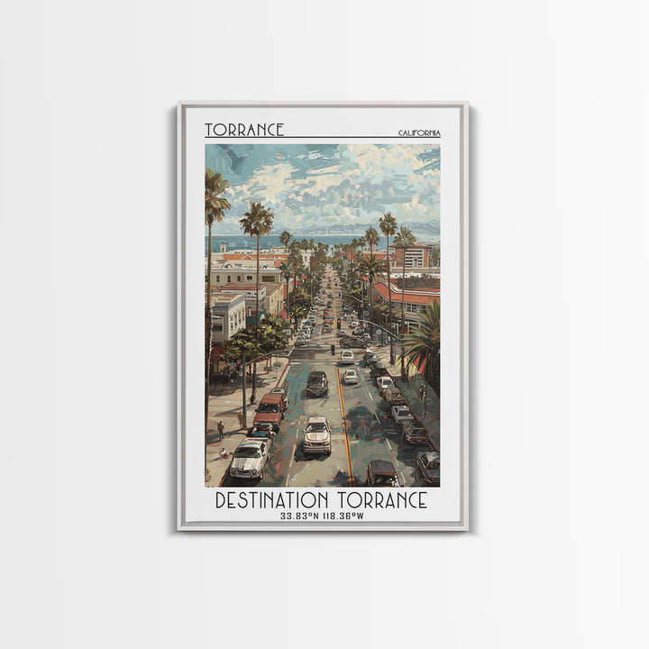 Torrance California Travel Poster, Canvas Print, Vintage Travel Print, City Wall Art, Mid Century Wall Art, Landscape Art, Art Print