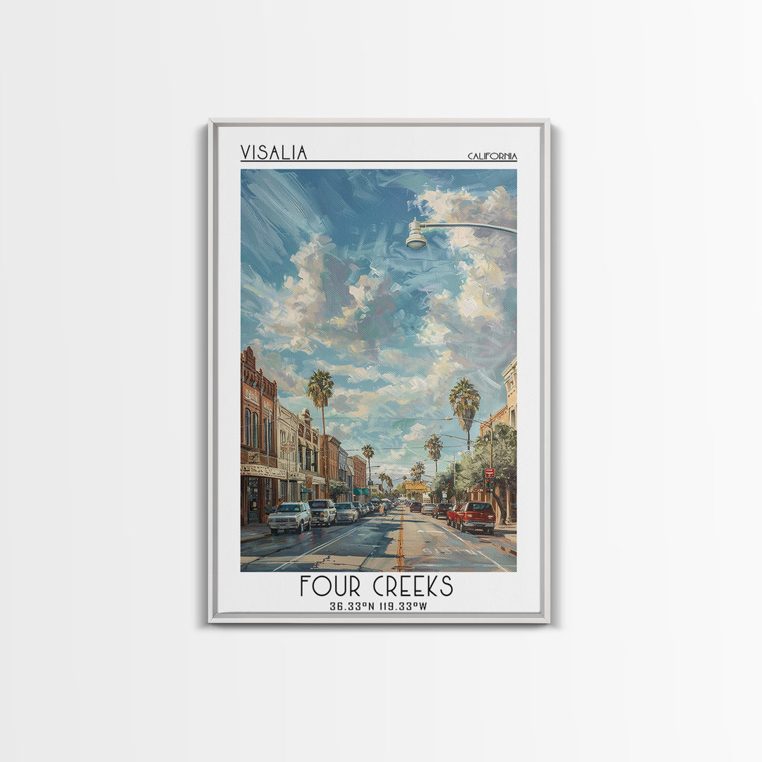 Visalia Travel Poster, Framed Canvas Print, City Travel Poster, Vintage City Poster, Wanderlust Gift, Travel Posters, Vintage Travel