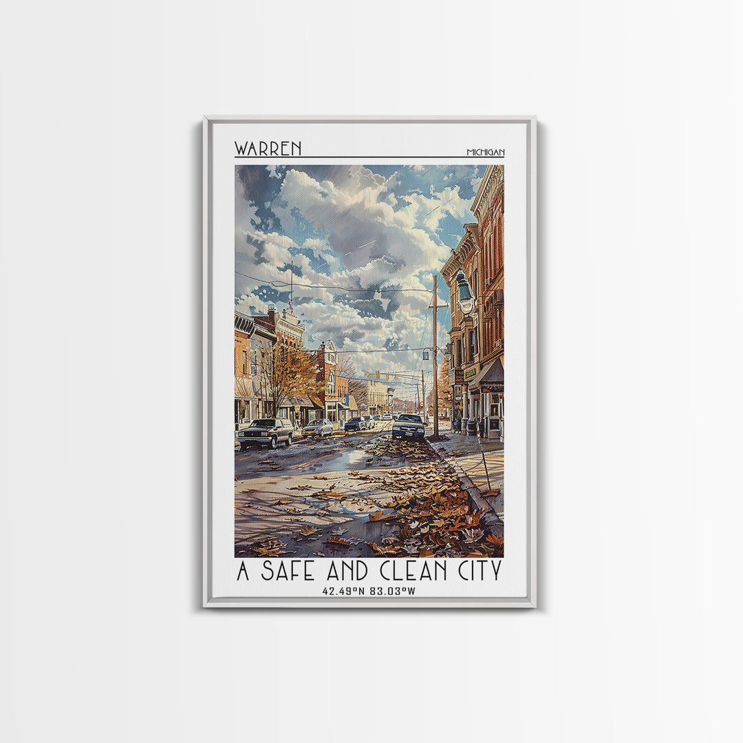 Warren Travel Poster, Canvas Print, City Travel Poster, Vintage City Poster, Minimalist Poster, City Art Print, Living Room Wall Art