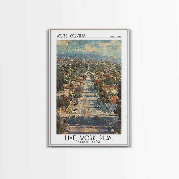 West Covina Travel Poster, Canvas Print, City Travel Poster, Travel Wall Decor, Retro Travel Print, Fine Art Print, Travel Art Print