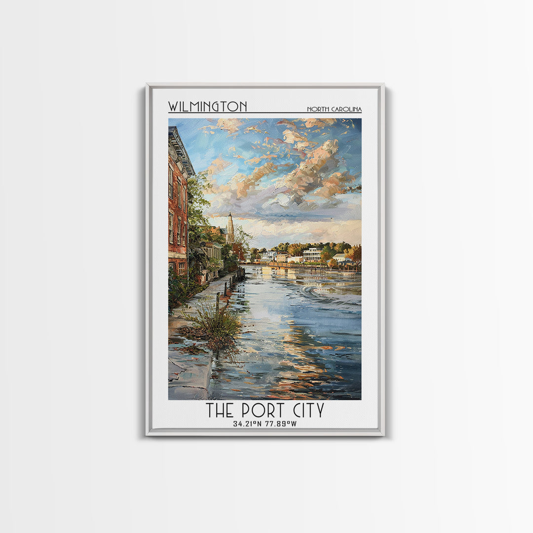 Wilmington Travel Poster, Framed Canvas Print, Travel Wall Art, City Wall Art, Minimalist Poster, Vintage Posters, City Illustration