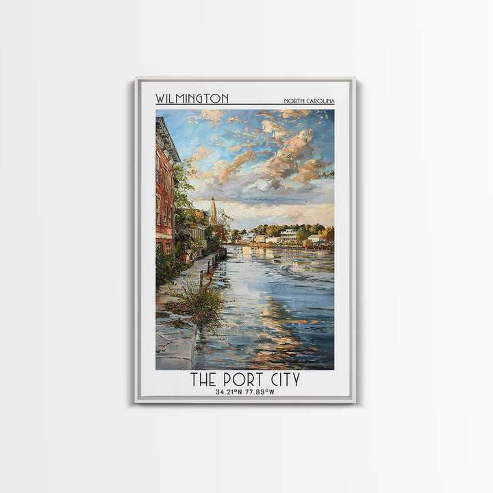 Wilmington Travel Poster, Framed Canvas Print, Travel Wall Art, City Wall Art, Minimalist Poster, Vintage Posters, City Illustration