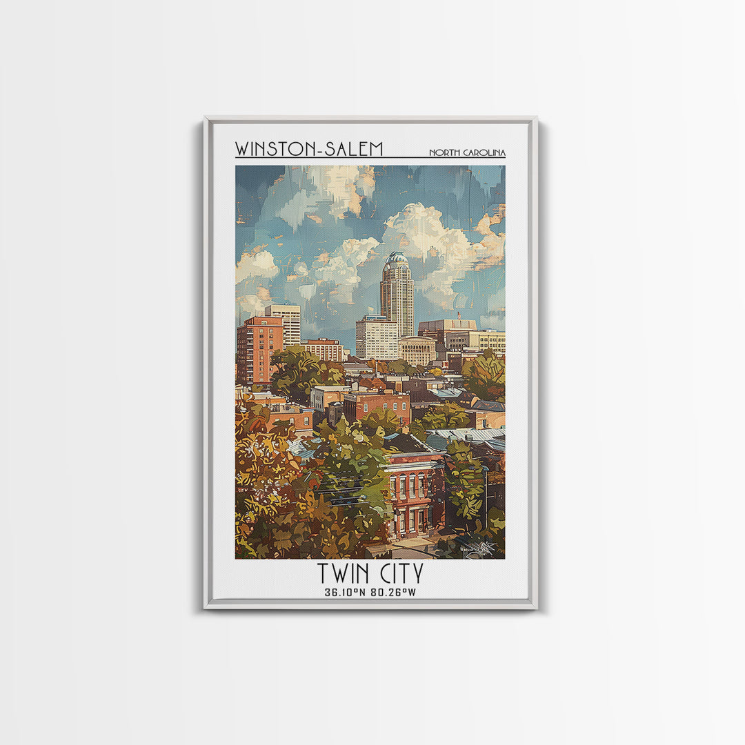 Winston-Salem Travel Poster, Canvas Print, City Travel Poster, Travel Wall Decor, Colorful Wall Art, City Art Print, Travel Wall Art