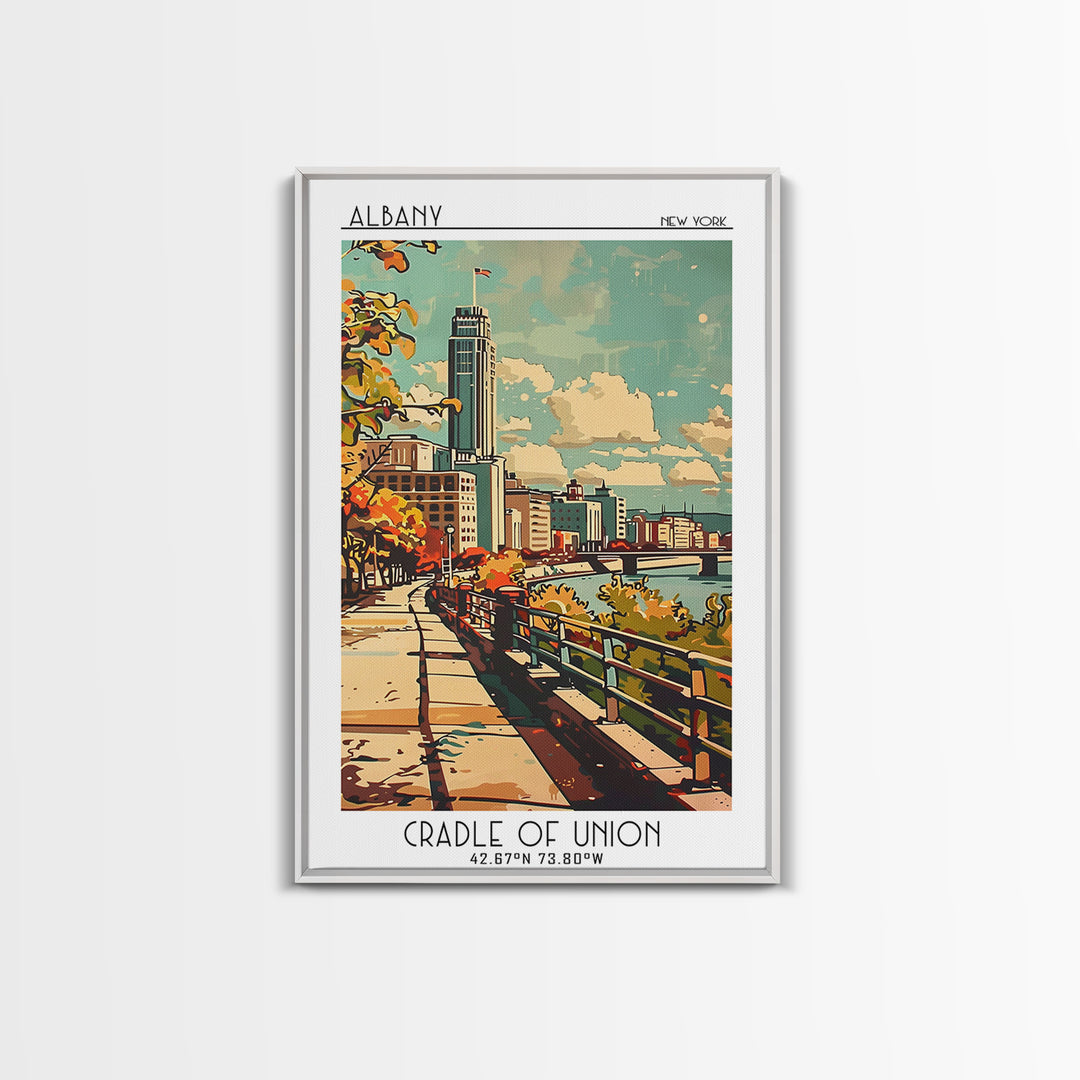 Albany New York Travel Poster, Canvas Print, Travel Wall Art, City Wall Art, Wanderlust Gift, Retro Travel Poster, Home Office Decor
