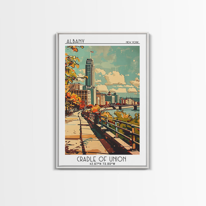 Albany New York Travel Poster, Canvas Print, Travel Wall Art, City Wall Art, Wanderlust Gift, Retro Travel Poster, Home Office Decor