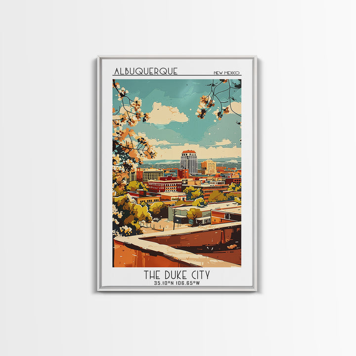 Albuquerque Travel Poster, Canvas Print, Retro Wall Art, Travel Print, Wall Art, Retro Travel Print, City Illustration, Travel Decor
