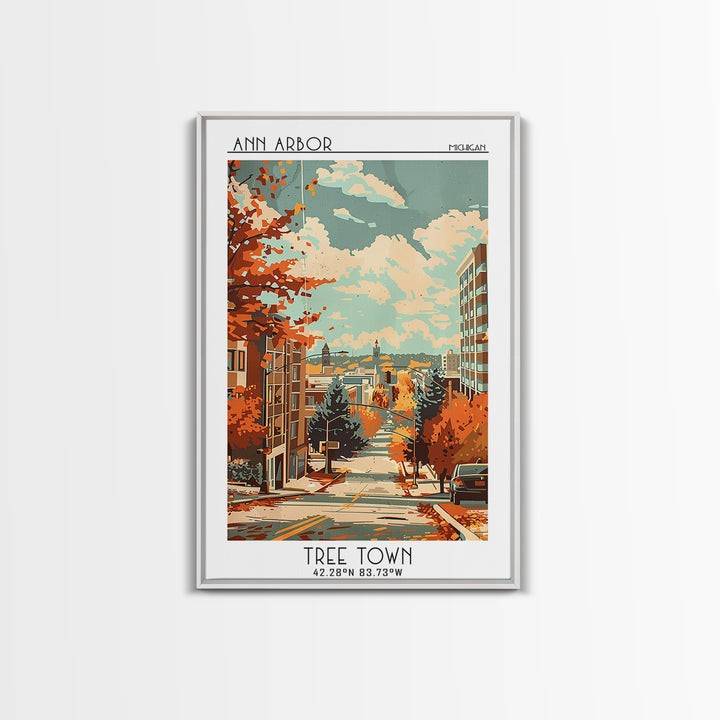 Ann Arbor Travel Poster, Framed Canvas Print, City Travel Poster, Travel Wall Decor, Home Office Decor, Home Decor, Travel Art Print