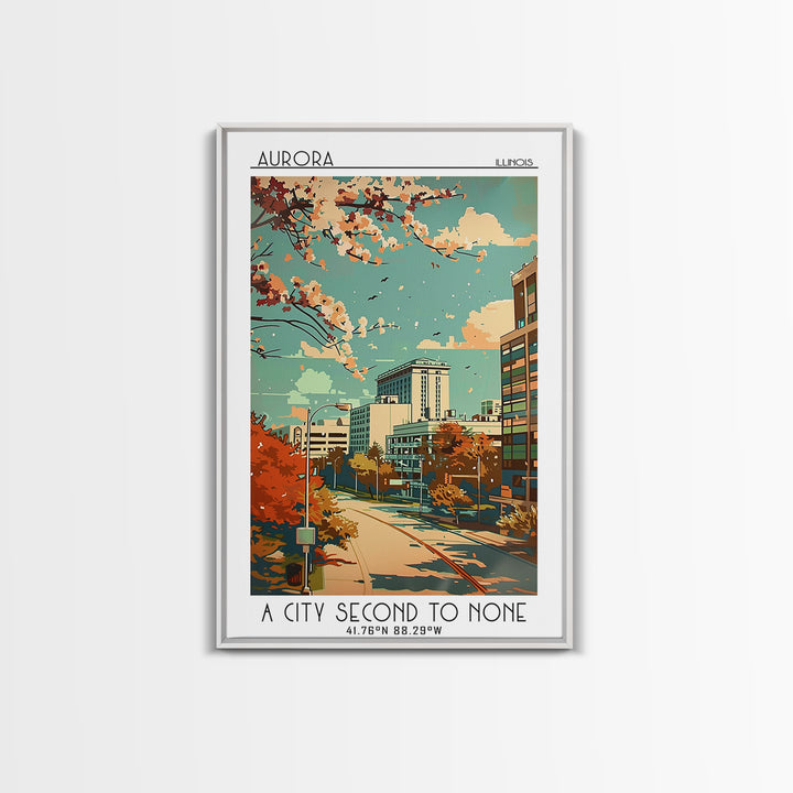 Aurora Illinois Travel Poster, Canvas Print, Vintage Travel Print, City Wall Art, City Travel Poster, Vintage Posters, Landscape Art