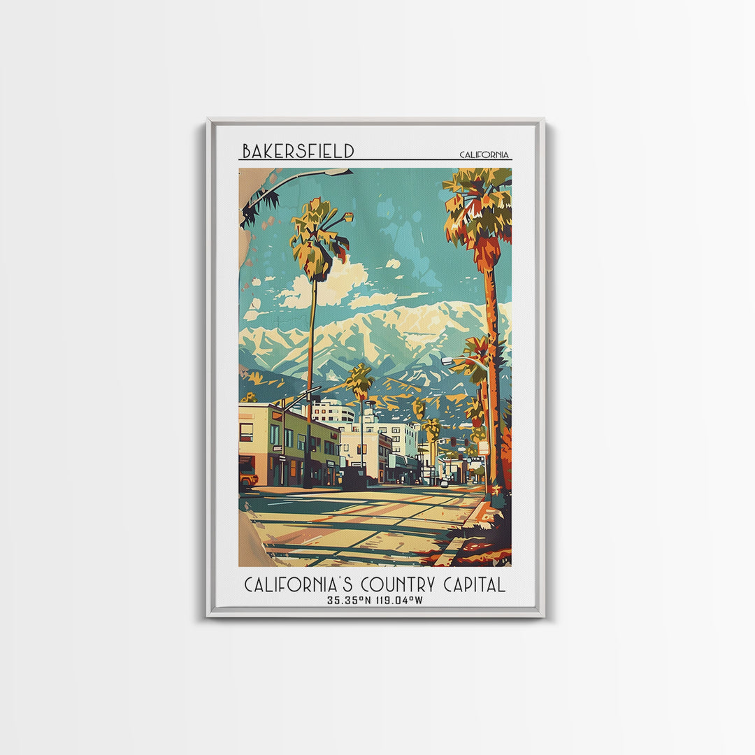 Bakersfield California Travel Poster, Canvas Print, City Art Print, Travel Wall Art, Retro Wall Art, Minimalist Poster, Travel Decor