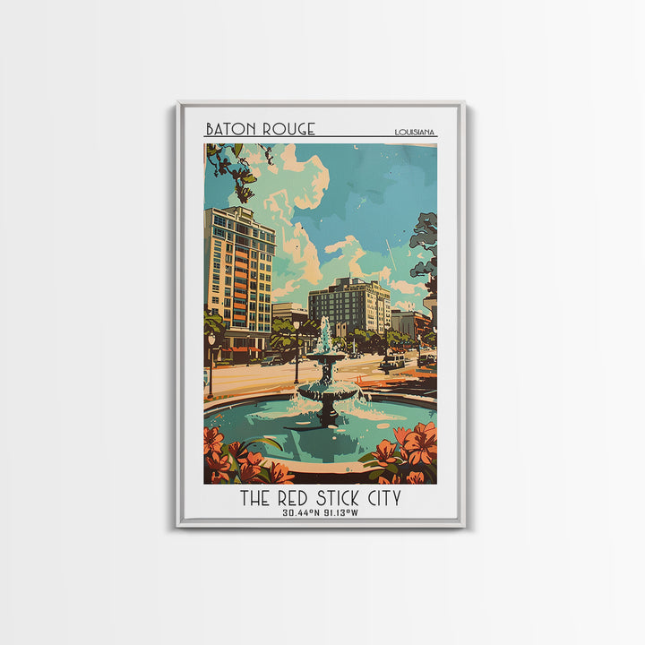 Baton Rouge Travel Poster, Framed Canvas Print, City Art Print, Travel Wall Art, Minimalist Poster, Travel Art Print, Fine Art Print