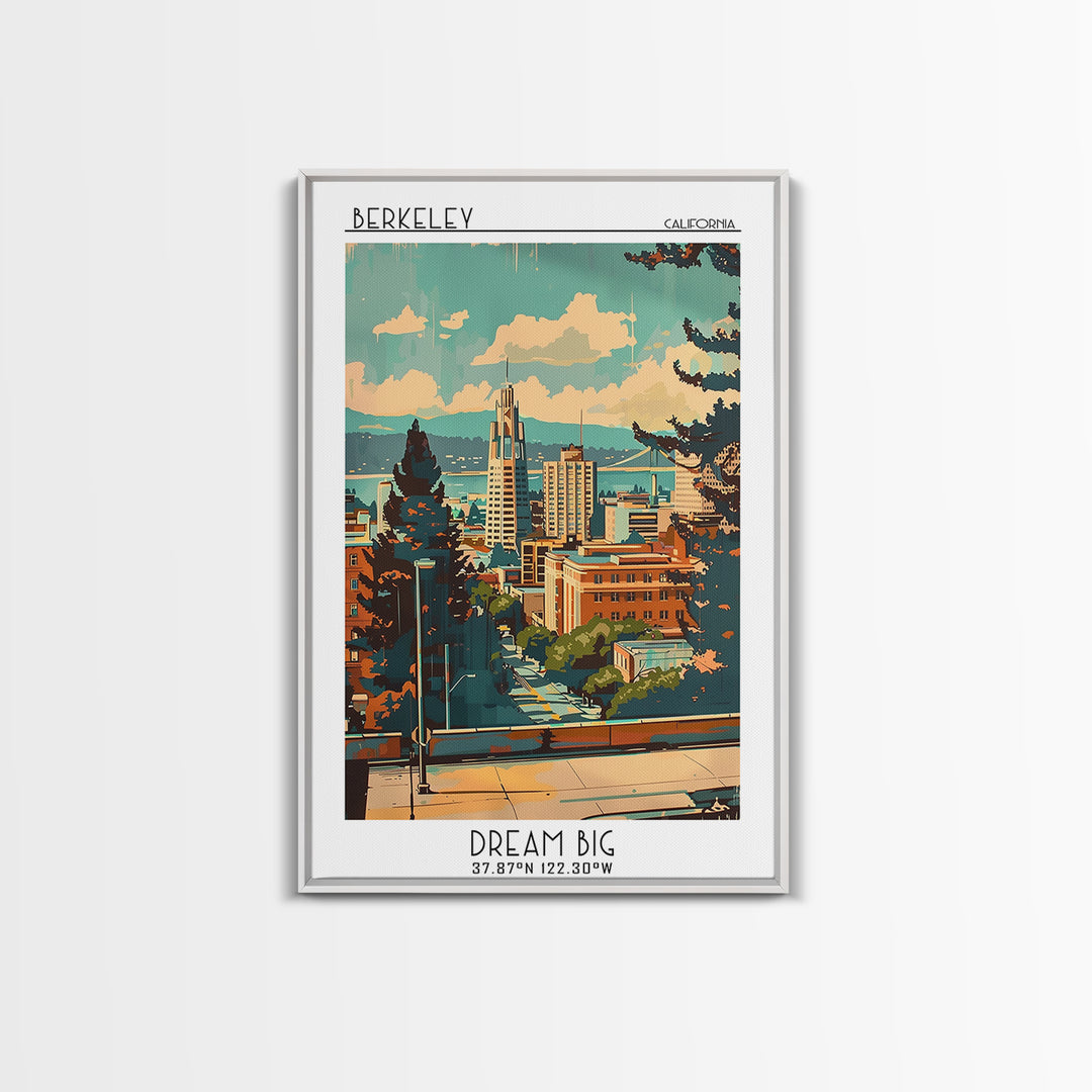 Berkeley California Travel Poster, Canvas Print, Travel Wall Art, City Wall Art, Watercolor Cityscape, Travel Print, Wanderlust Gift