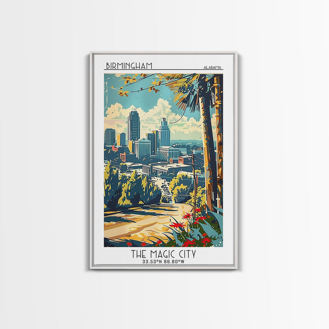 Birmingham Alabama Travel Poster, Canvas Print, Travel Wall Decor, Minimalist Poster, Art Print, Travel Wall Art, City Travel Poster