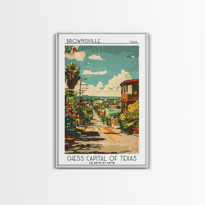 Brownsville Travel Poster, Framed Canvas Print, Poster Print, Travel Wall Art, Gallery Wall Set, Vintage Posters, Retro Travel Print