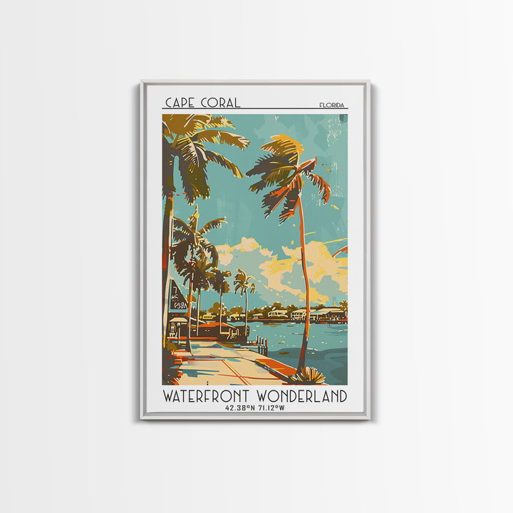 Cape Coral Travel Poster, Framed Canvas Print, Travel Wall Art, City Wall Art, Wall Art, Colorful Wall Art, Landscape Art, Art Print