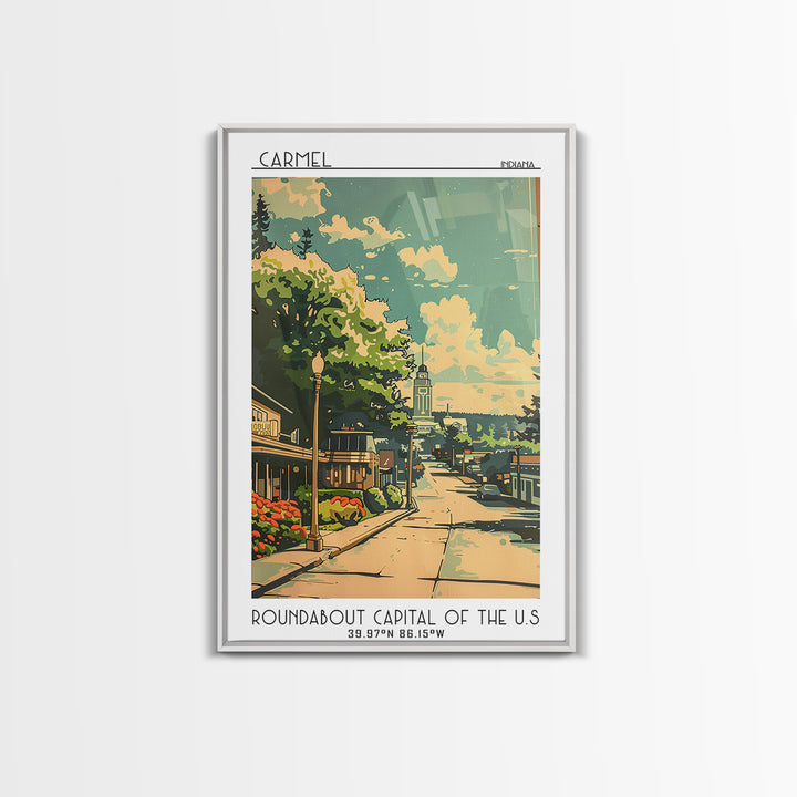 Carmel Travel Poster, Framed Canvas Print, Poster Print, Travel Wall Art, Travel Posters, Mid Century Wall Art, Watercolor Cityscape