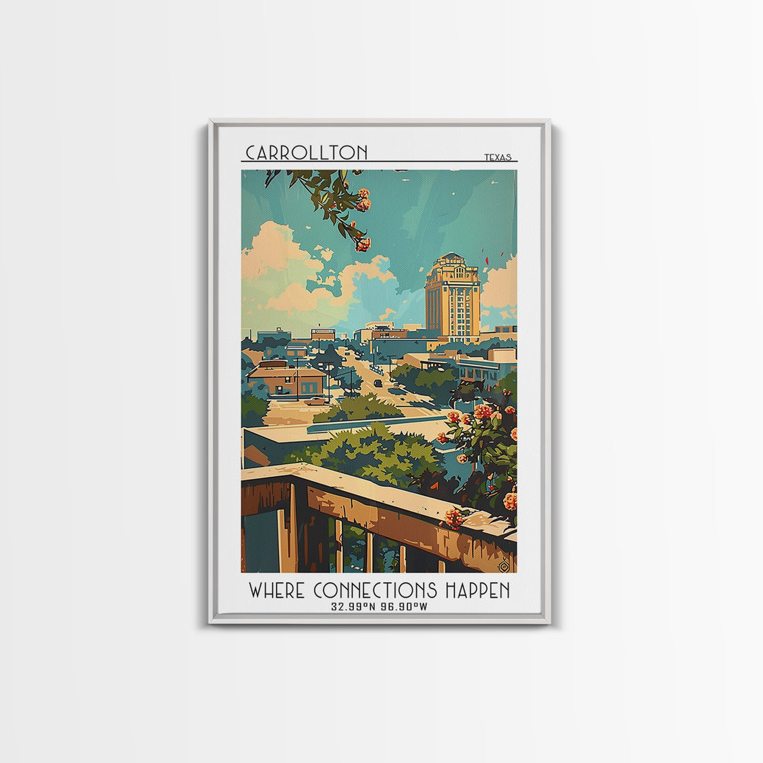Carrollton Travel Poster, Framed Canvas Print, City Art Print, Travel Wall Art, Home Office Decor, City Wall Art, City Travel Poster