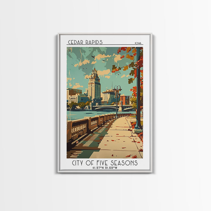Cedar Rapids Iowa Travel Poster, Canvas Print, Travel Prints, Landscape Art, Home Office Decor, Travel Art Print, Retro Travel Print