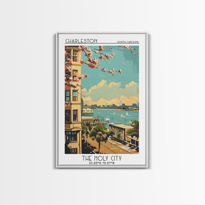 Charleston Travel Poster, Framed Canvas Print, City Travel Poster, Vintage City Poster, Gallery Wall Set, Poster Art, Travel Posters