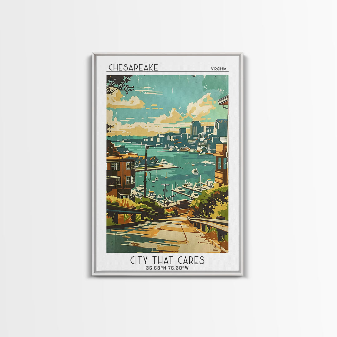 Chesapeake Travel Poster, Framed Canvas Print, Vintage Travel Print, City Wall Art, Fine Art Print, Vintage Travel, Gallery Wall Set