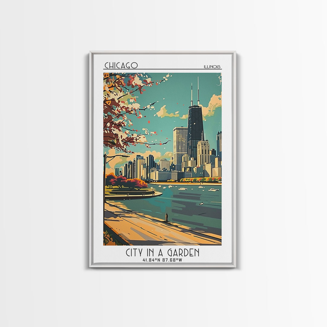 Chicago Illinois Travel Poster, Canvas Print, City Travel Poster, Vintage City Poster, Poster Print, City Wall Art, Gallery Wall Set