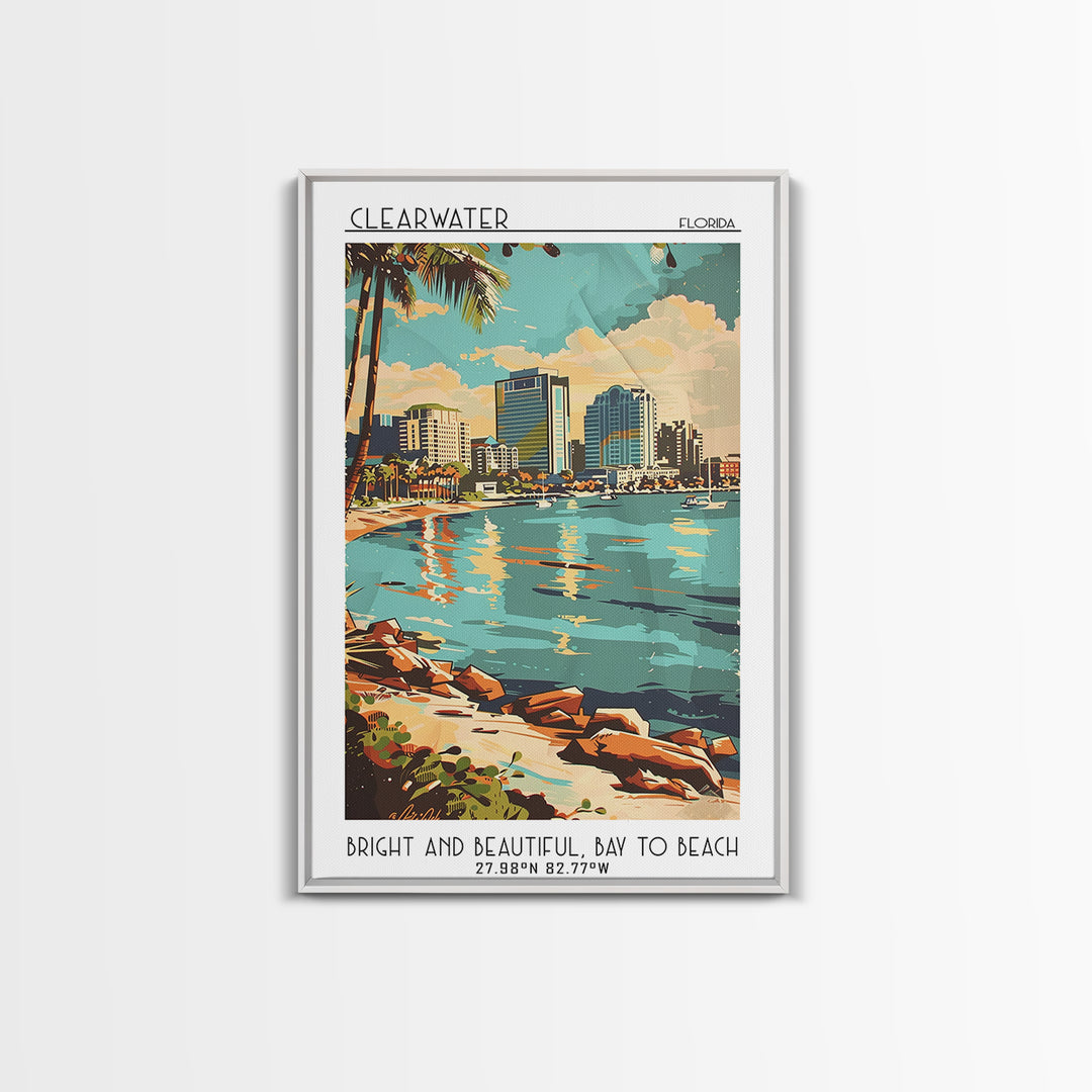 Clearwater Travel Poster, Canvas Print, Travel Art Print, Modern Wall Decor, Travel Wall Art, Home Decor, Travel Decor, Poster Print