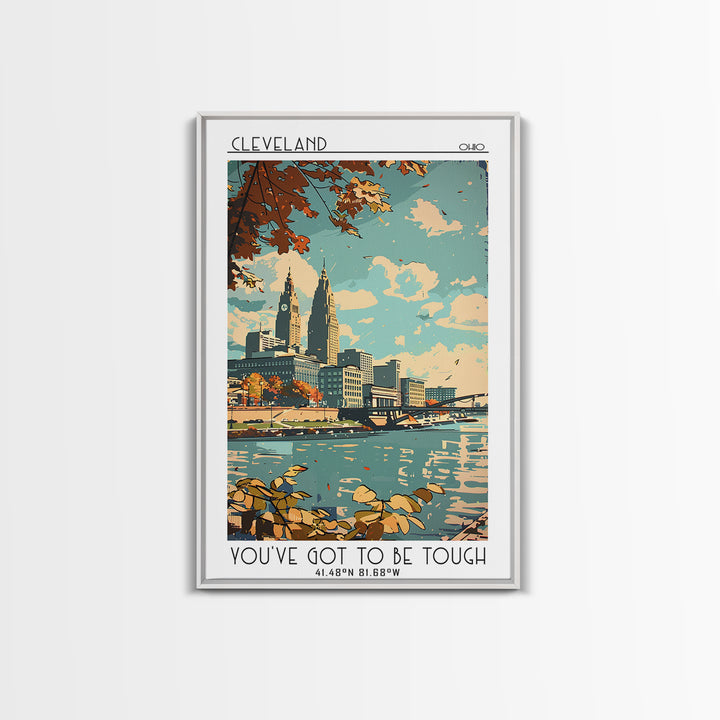 Cleveland Ohio Travel Poster, Framed Canvas Print, City Travel Poster, Vintage City Poster, Mid Century Wall Art, Retro Travel Print